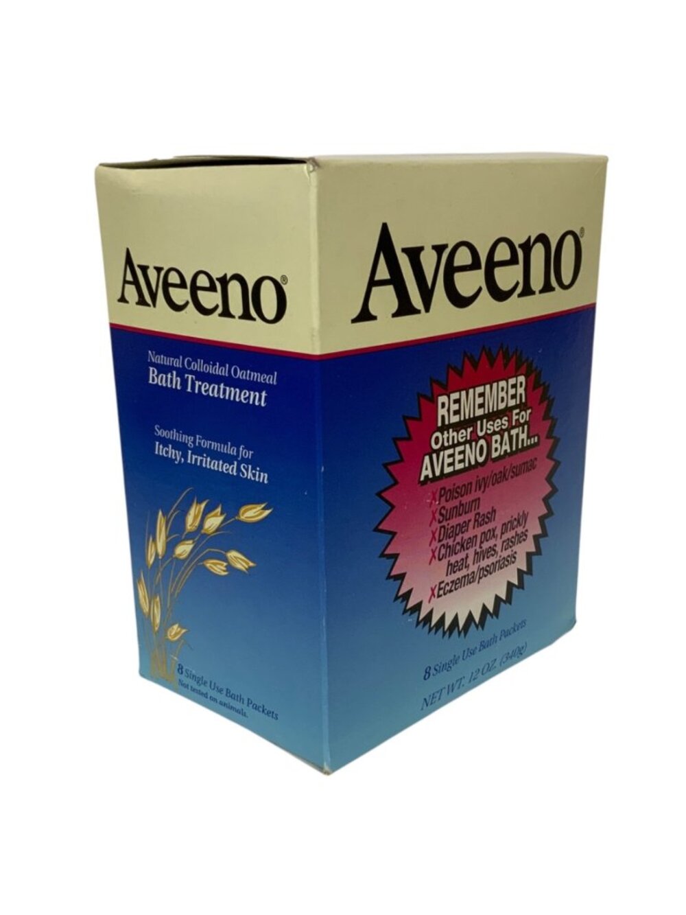 Vintage Aveeno Oatmeal Bath Treatment for Itchy Skin 8 Packets Discontinued 1994